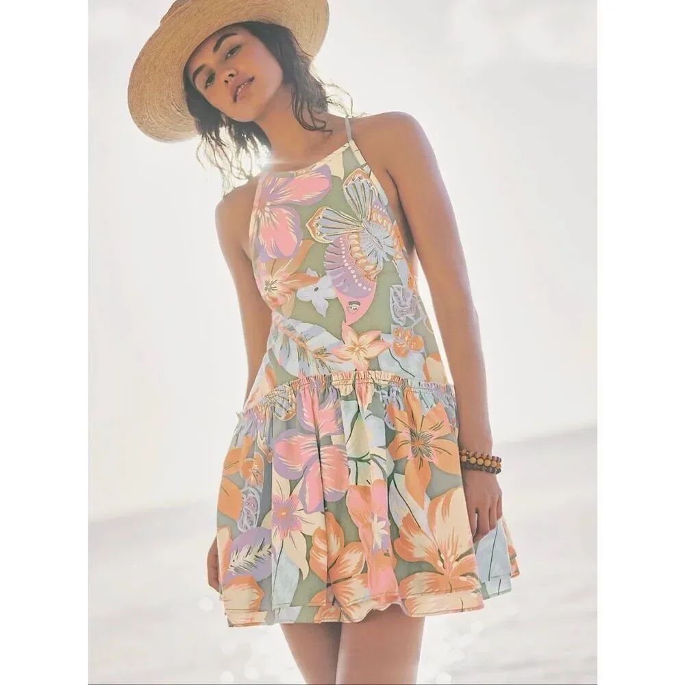 Free people rainforest combo deserted Island summer cotton mini dress XS